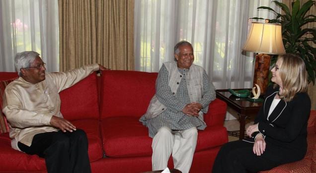 Hillary Clinton, Fazle Abed and Muhammad Yunus